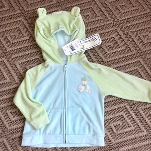 NWT cozy Florence Eiseman velour hooded sweatshirt for boy or girl! 24m